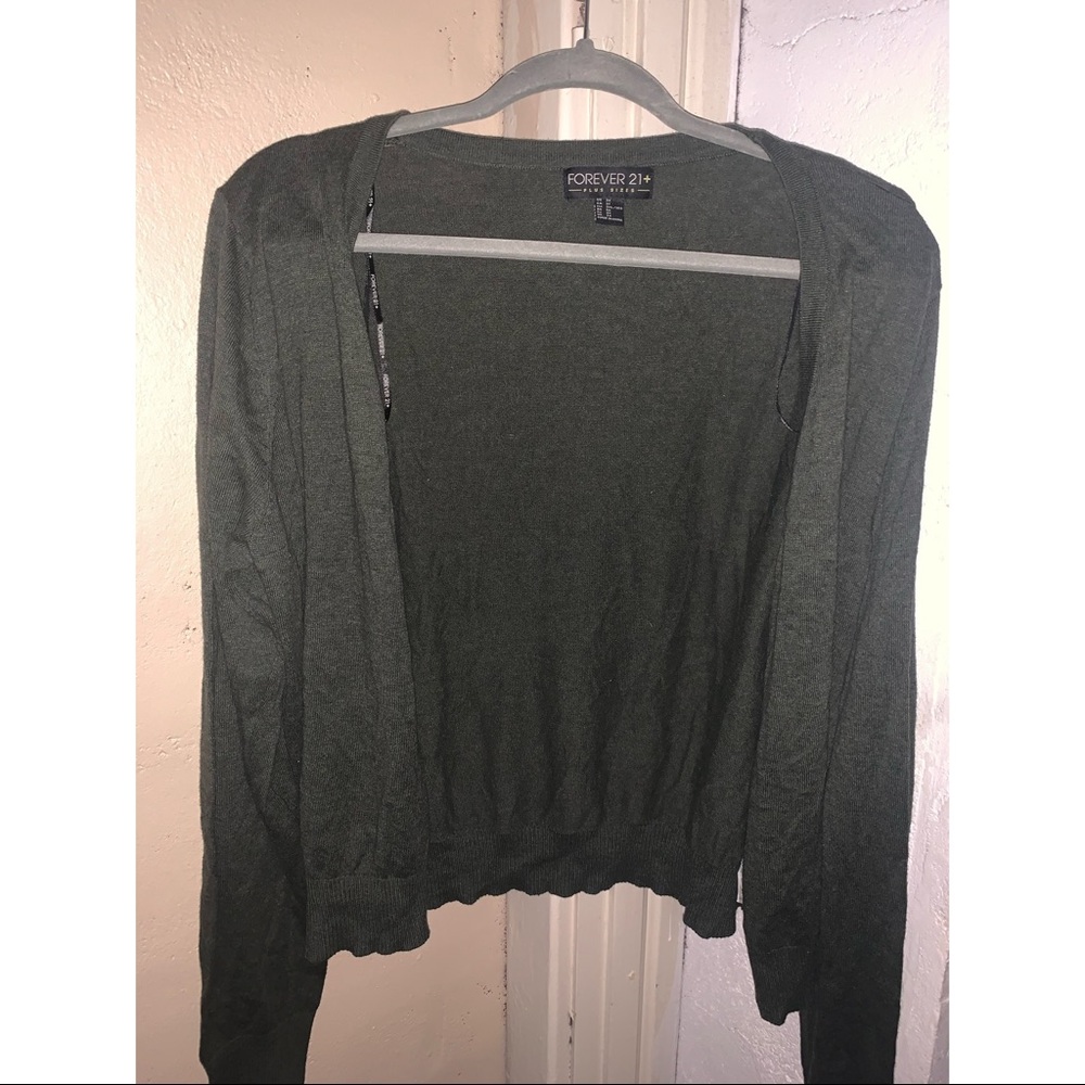 forever 21 plus dark green cardigan